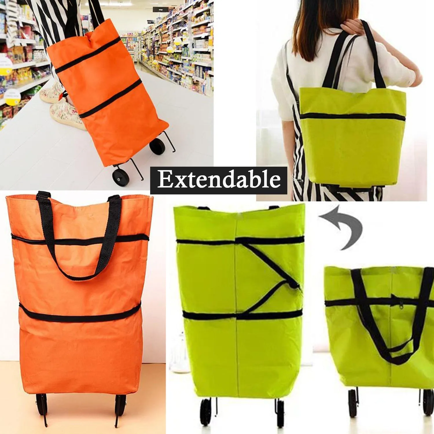 1652 Folding Cart Bags Trolley Shopping Bag For Travel Luggage