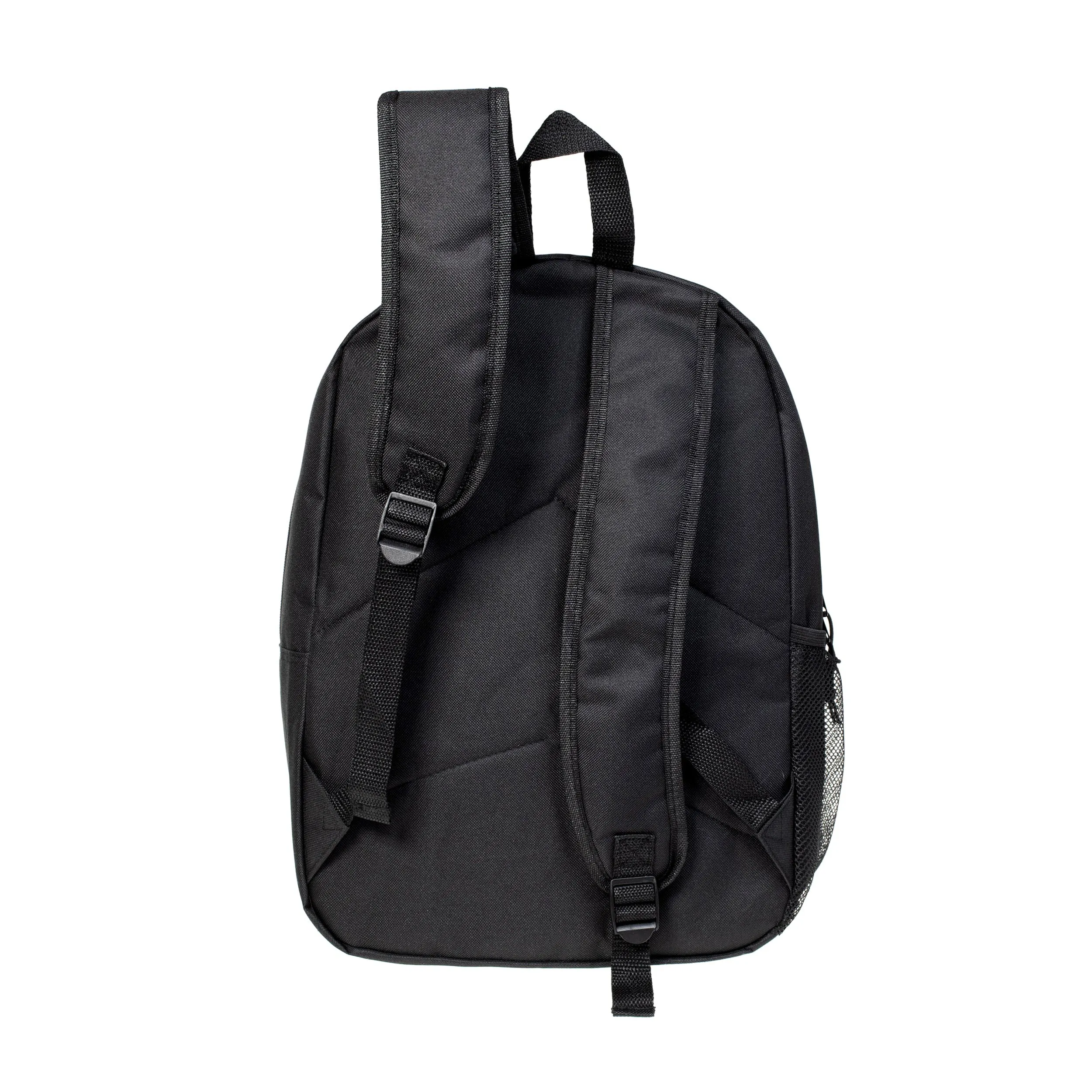 17" Wholesale Backpack in Black with Designer Inspired Patch - Bulk Case of 24