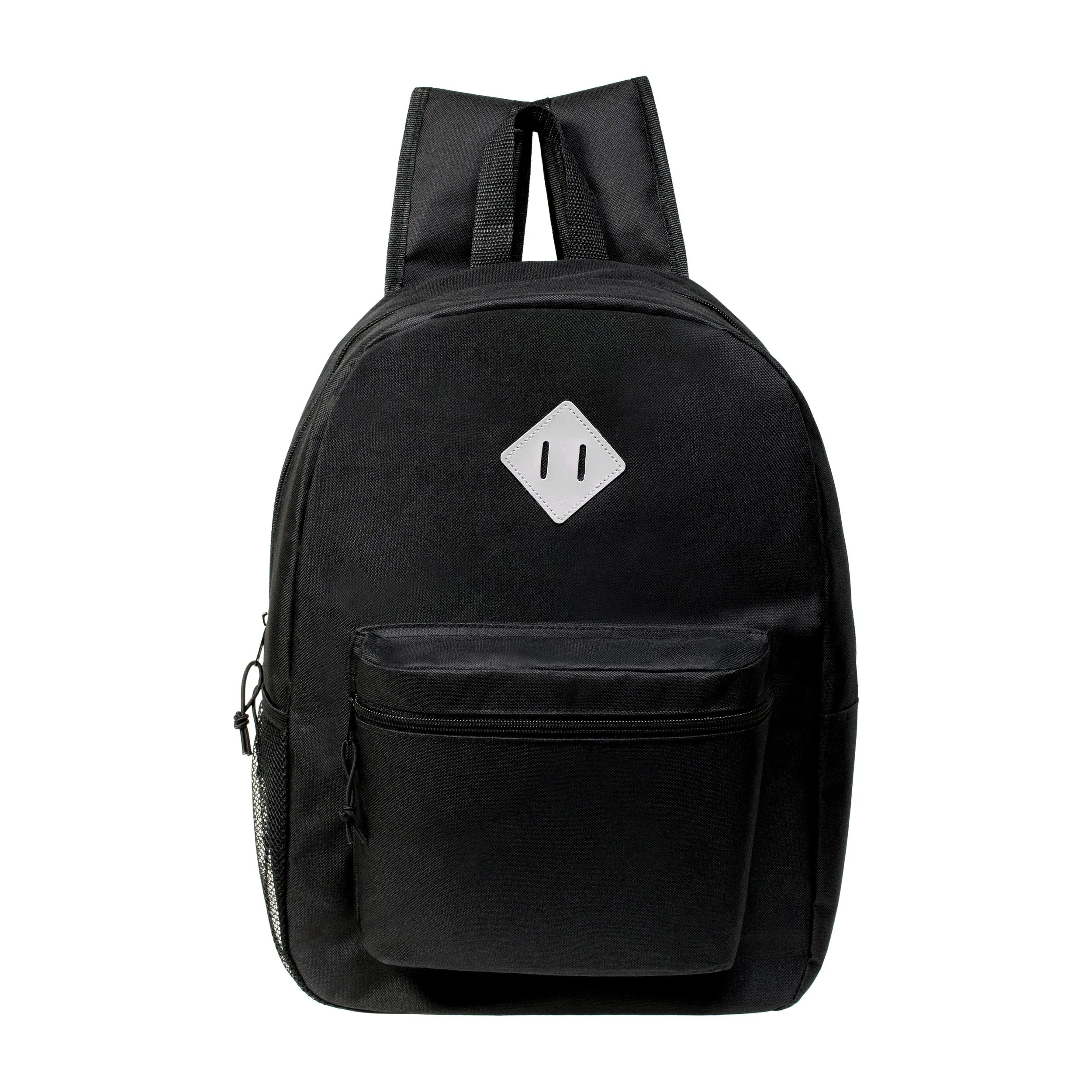 17" Wholesale Backpack in Black with Designer Inspired Patch - Bulk Case of 24