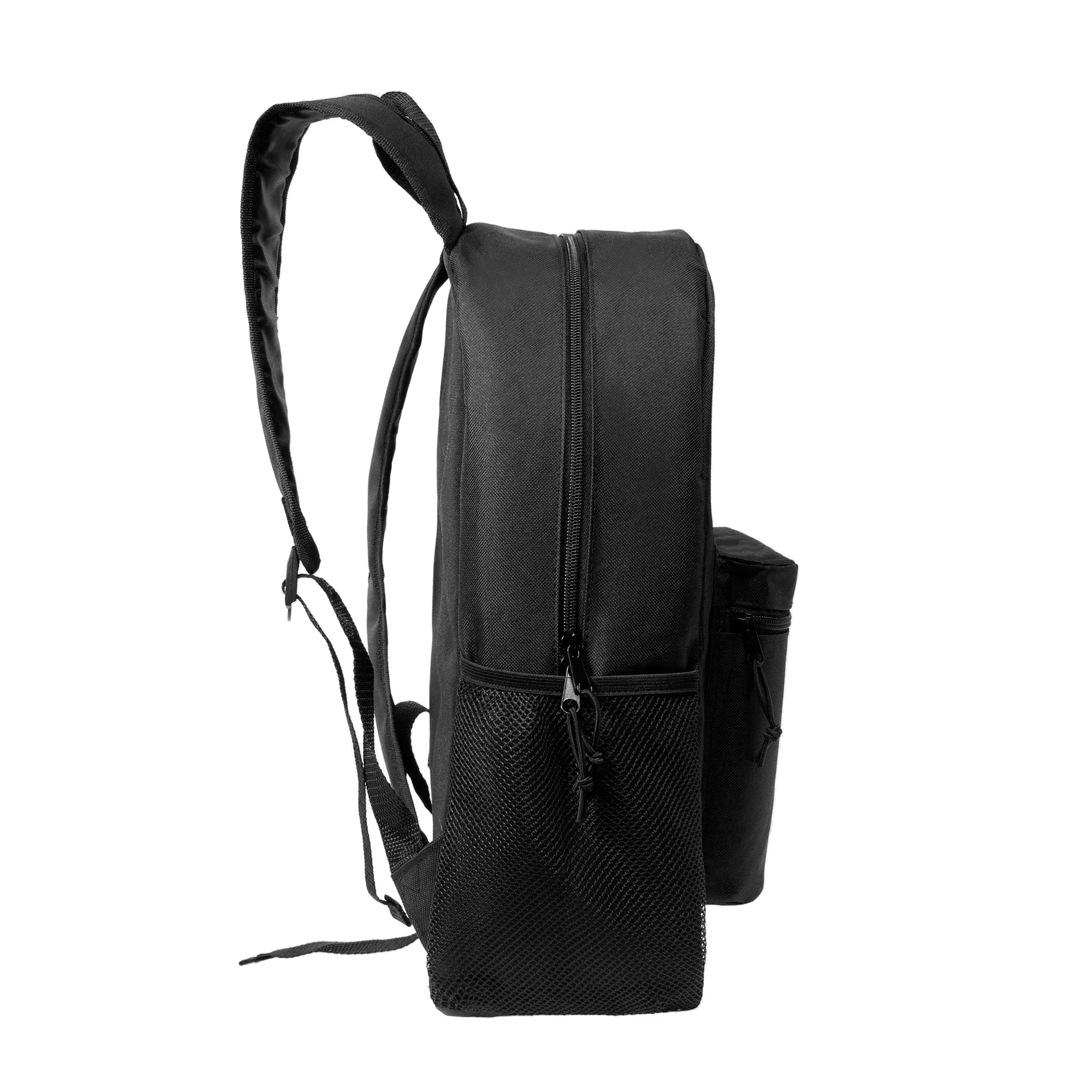 17" Wholesale Backpack in Black with Designer Inspired Patch - Bulk Case of 24