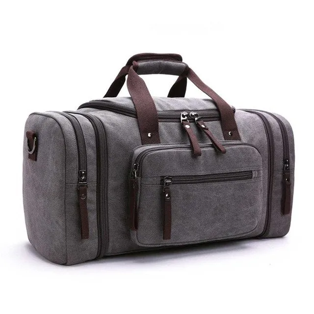 2018 Men Travel Bag Canvas Multifunction Leather Bags Carry On Luggage Bag Men Tote Large