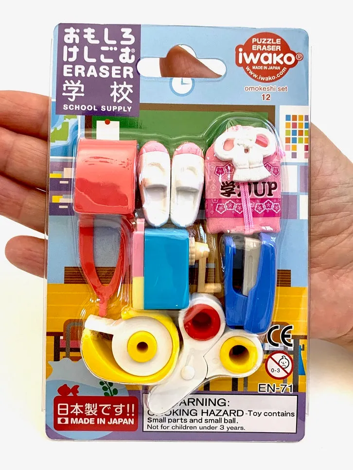 38342 IWAKO SCHOOL ERASER CARD-10 CARDS