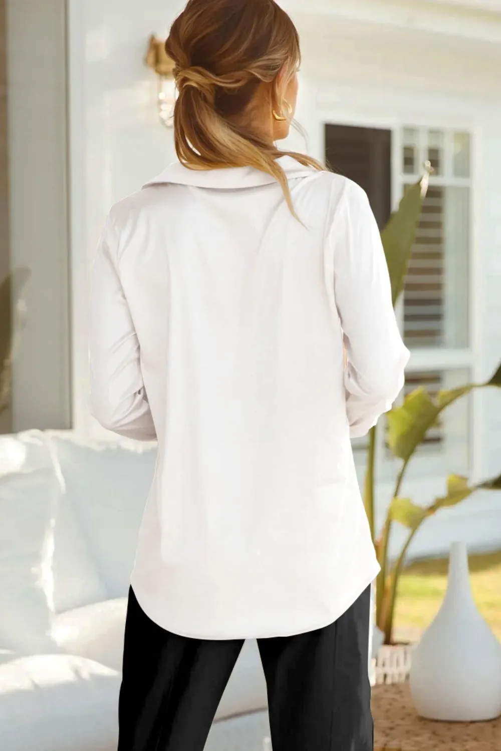 4 Classy Lapel Collar Puff Sleeve Shirt