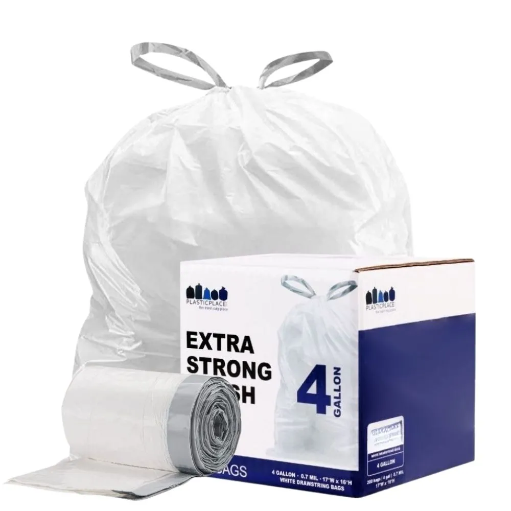 4 Gallon Drawstring Bags - 0.7 Mil - 100/Case