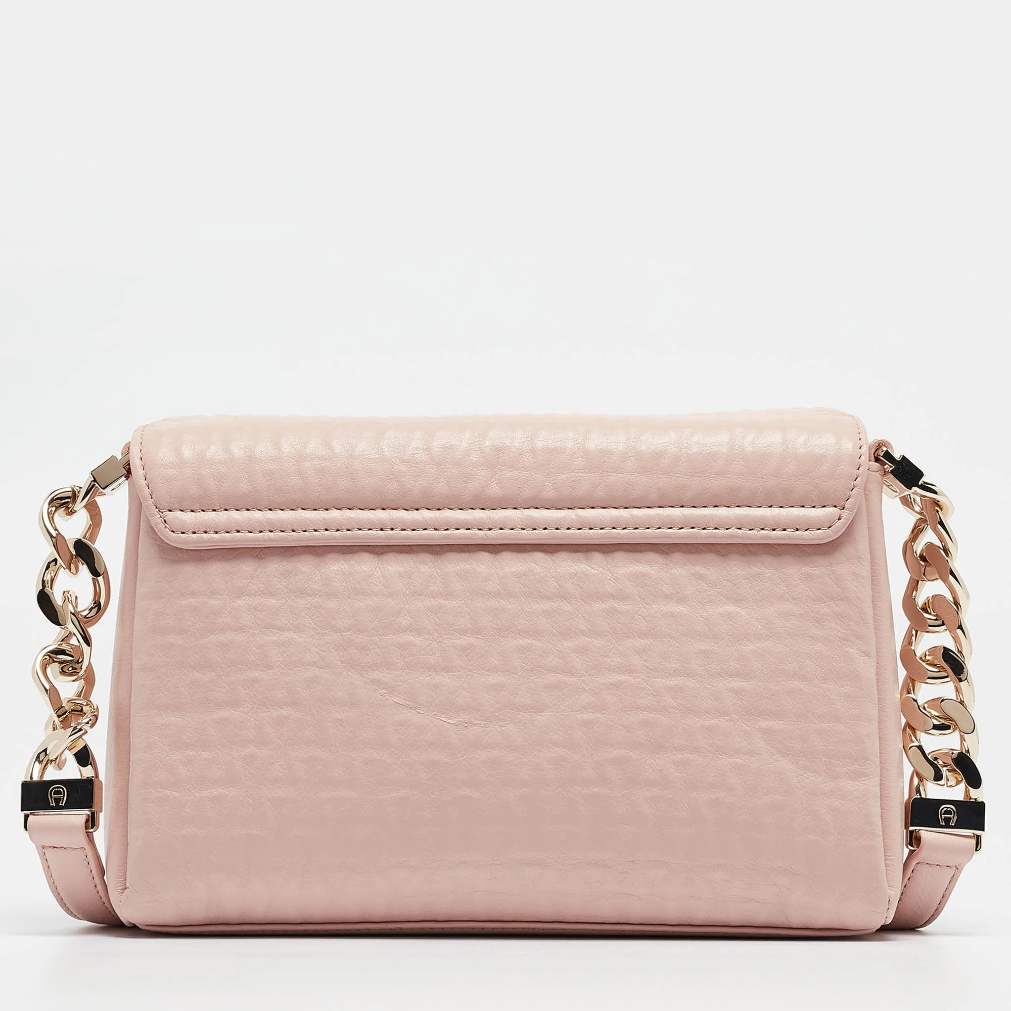 AIGNER Pink Leather Flap Crossbody Bag