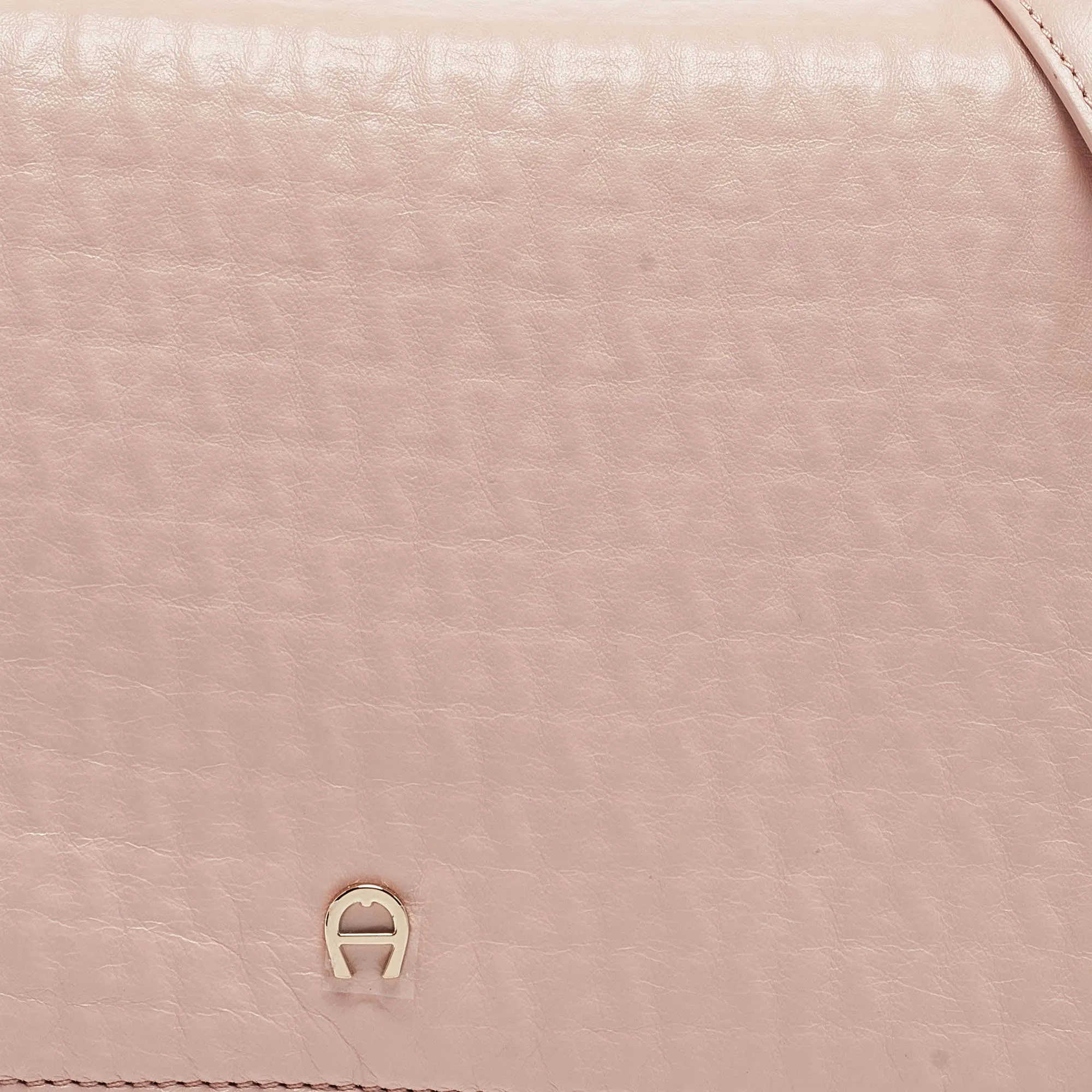 AIGNER Pink Leather Flap Crossbody Bag