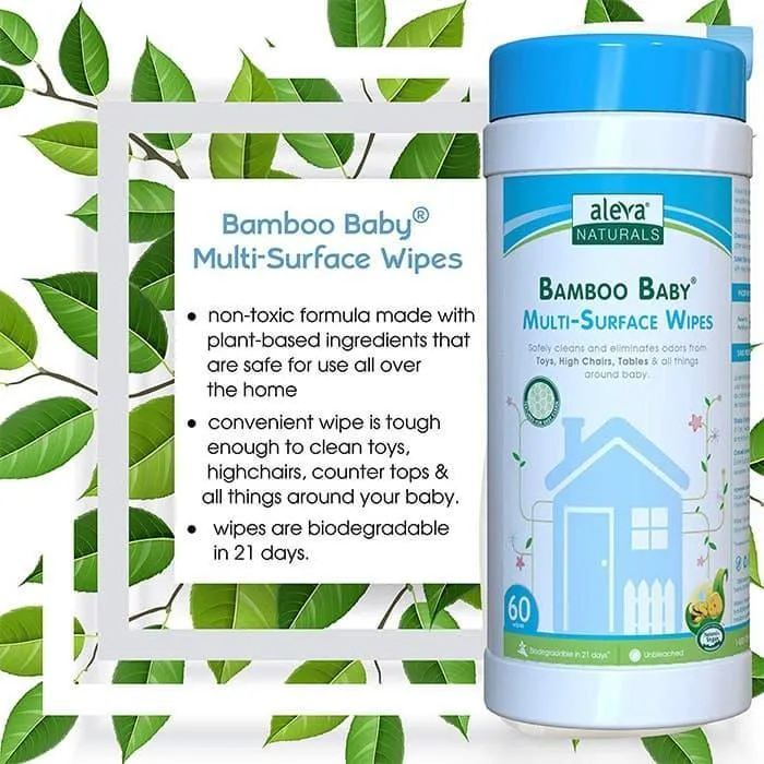 Aleva Bamboo Baby Multi-Surface Wipes - 60ct