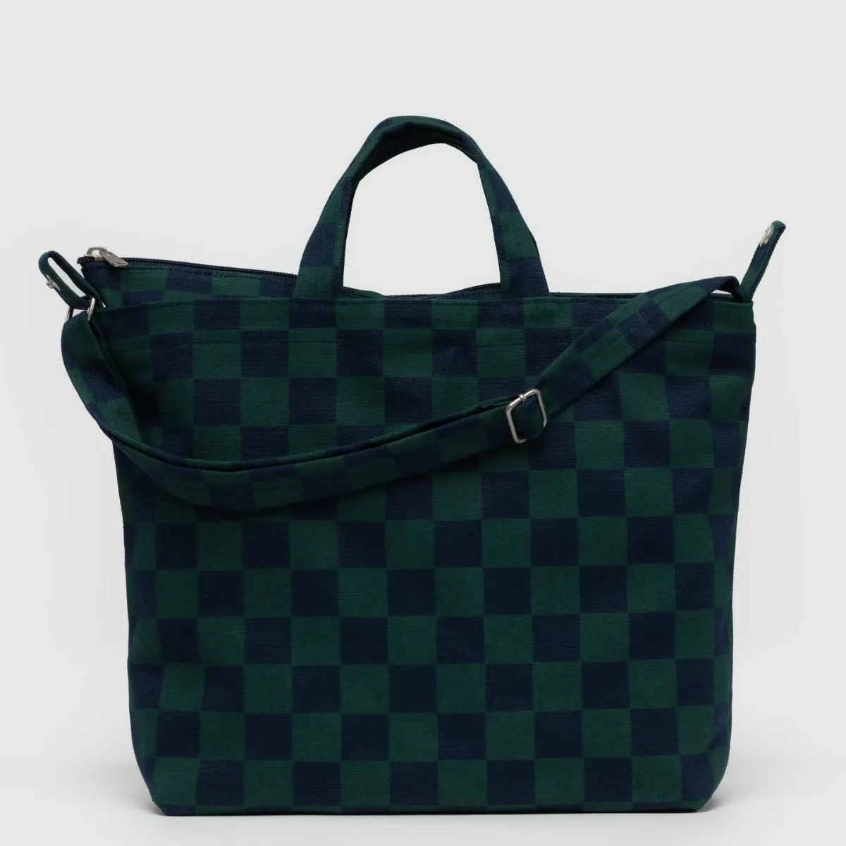 Baggu Horizontal Zip Duck Bag in Navy Green Check