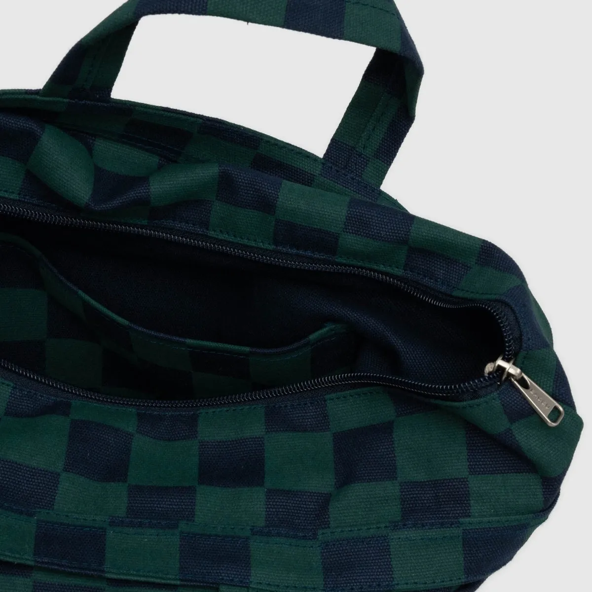 Baggu Horizontal Zip Duck Bag in Navy Green Check