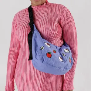 Baggu Medium Nylon Crescent Bag in Embroidered Hello Kitty