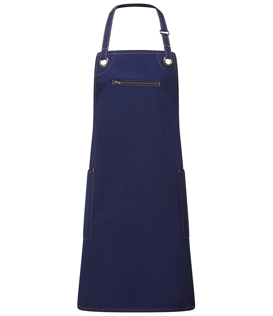 Barley Sustainable Bib Apron | NAVY/CAMEL