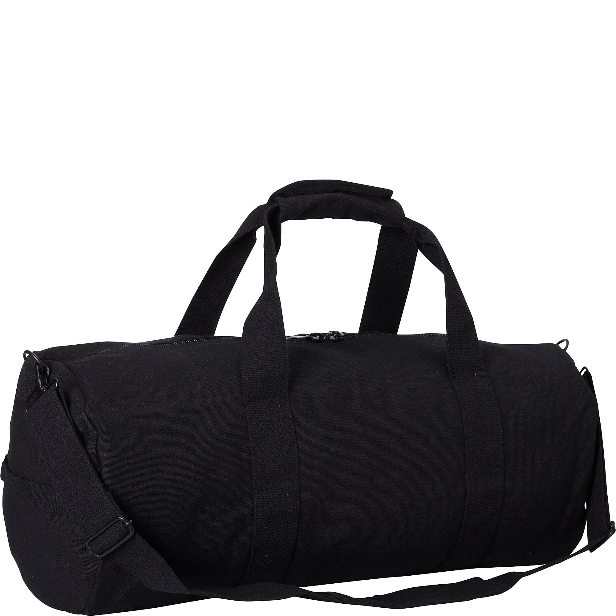 Black Heavyweight Cotton Canvas Duffle Bag Sports Gym Shoulder & Carry Bag 19"x9"x9"