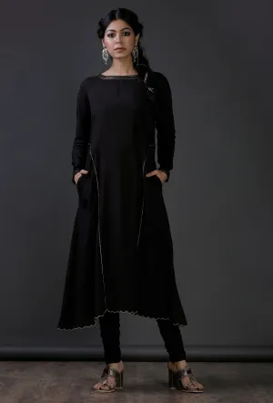 Black Model Viscose  embroidered Kurta