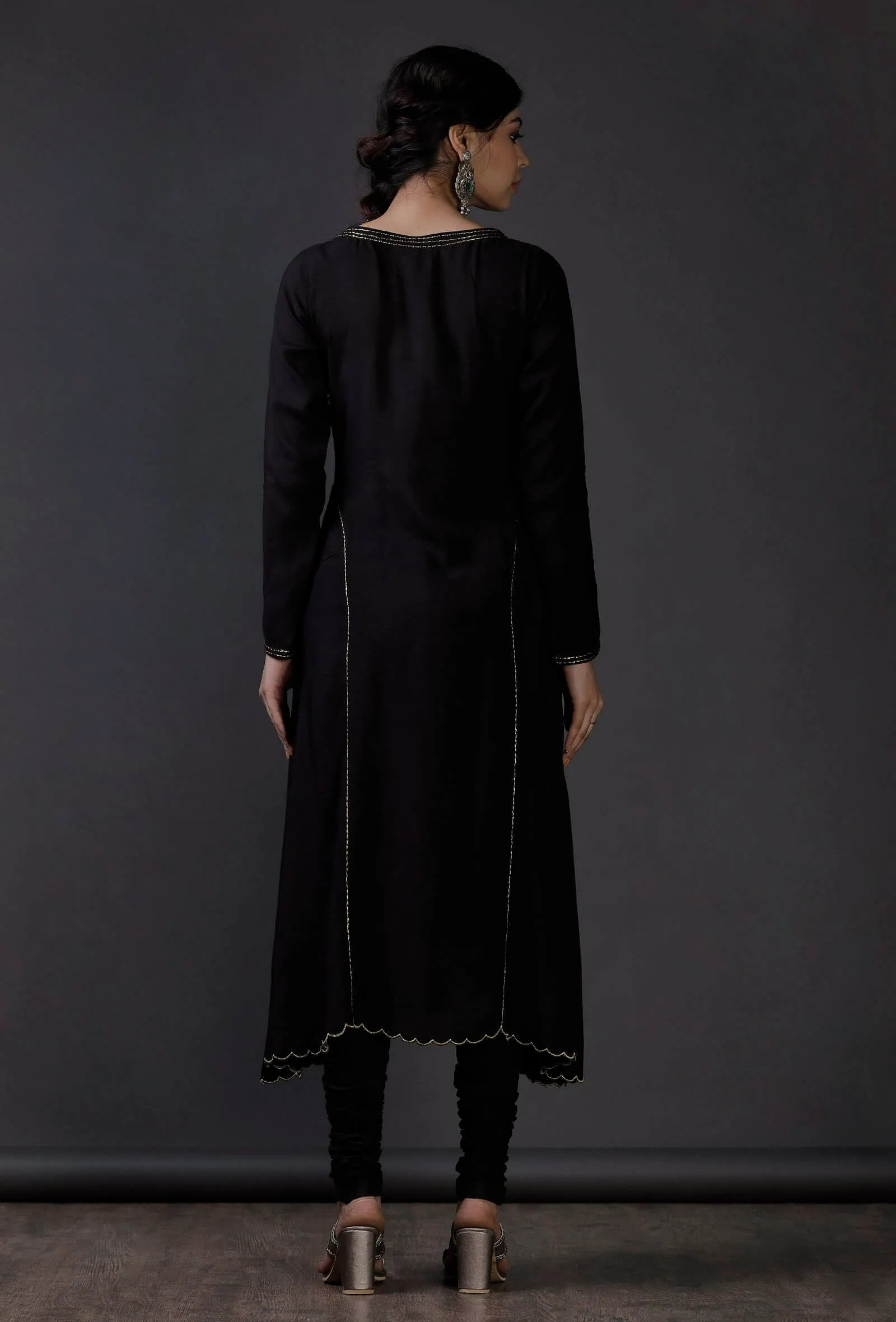 Black Model Viscose  embroidered Kurta