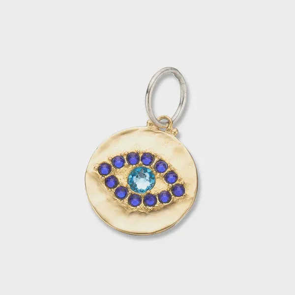 Brass   Slv   Blue Swarovski Crystal Greek Evil Eye Charm