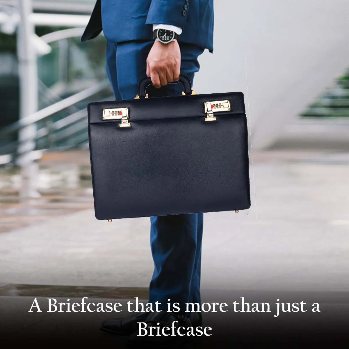 Briefcase for Men - Genuine Leather Office Briefcase - Black, Spacious Suitcase for Documents Storage, Dual