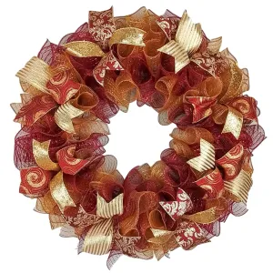 Burgundy and Gold Holiday Wreath | Elegant Christmas Door Decor