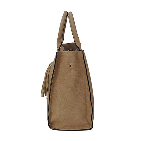 Caramel NGIL Faux Leather 2-IN-1 Tassel Bag