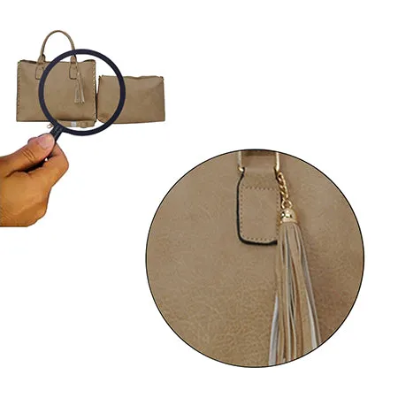 Caramel NGIL Faux Leather 2-IN-1 Tassel Bag