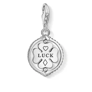 CHARM CLUB STERLING SILVER ROTATING LUCKY CLOVER LEAF CHARM