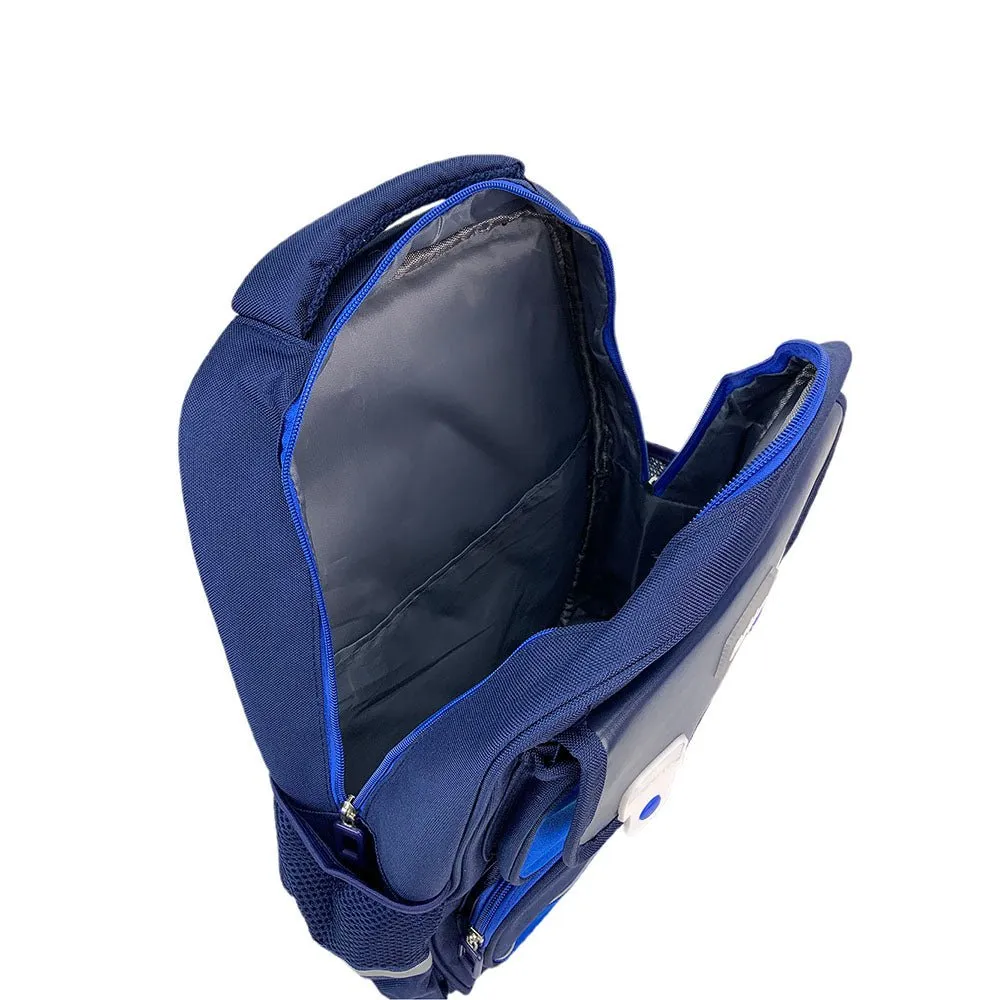 Cobalt & Dark Blue Crest Design School Backpack for Kids