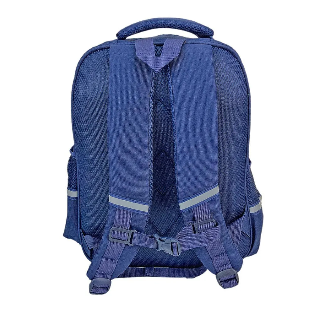 Cobalt & Dark Blue Crest Design School Backpack for Kids