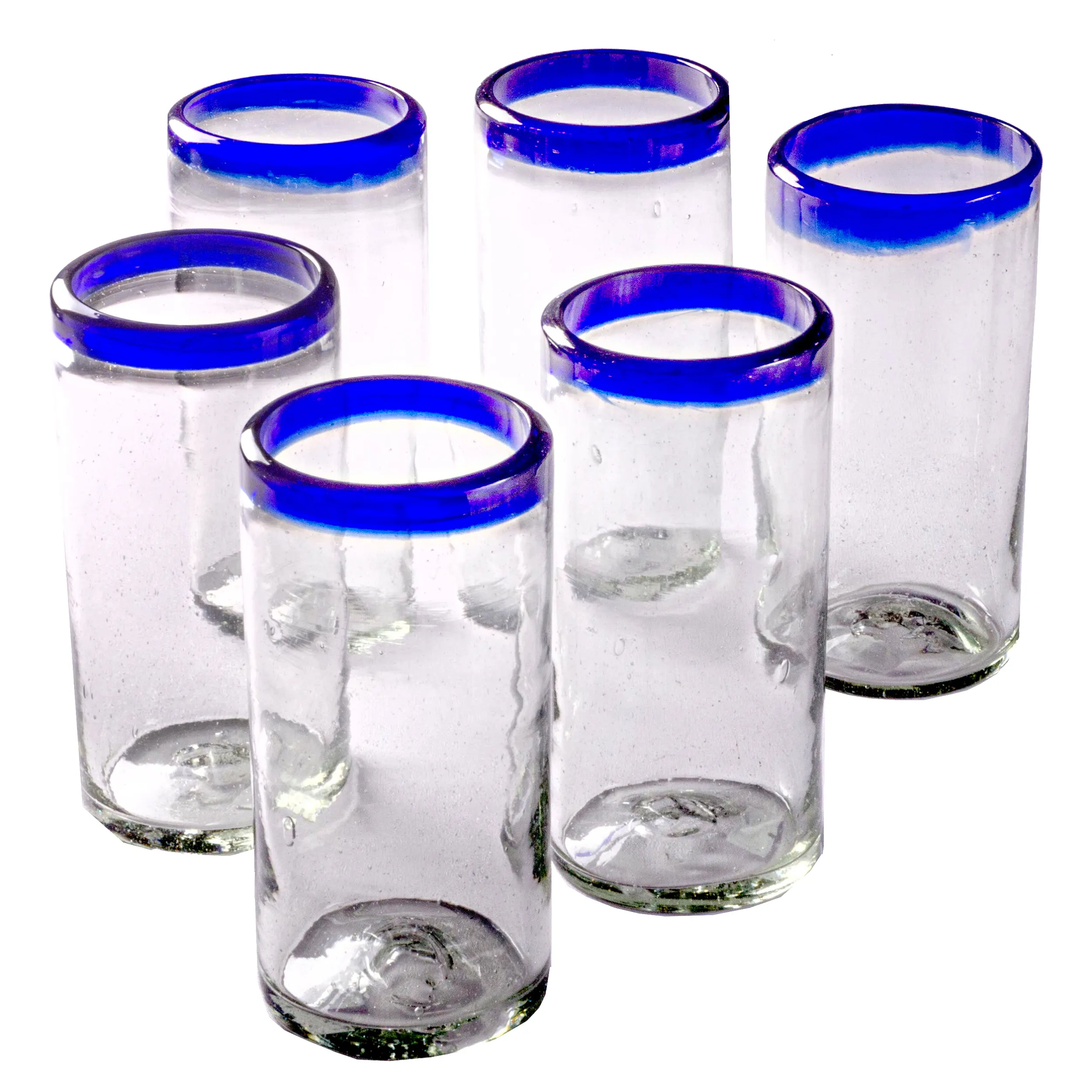 Cobalt Blue Rim Tall Tumbler - 22 oz - Set of 6