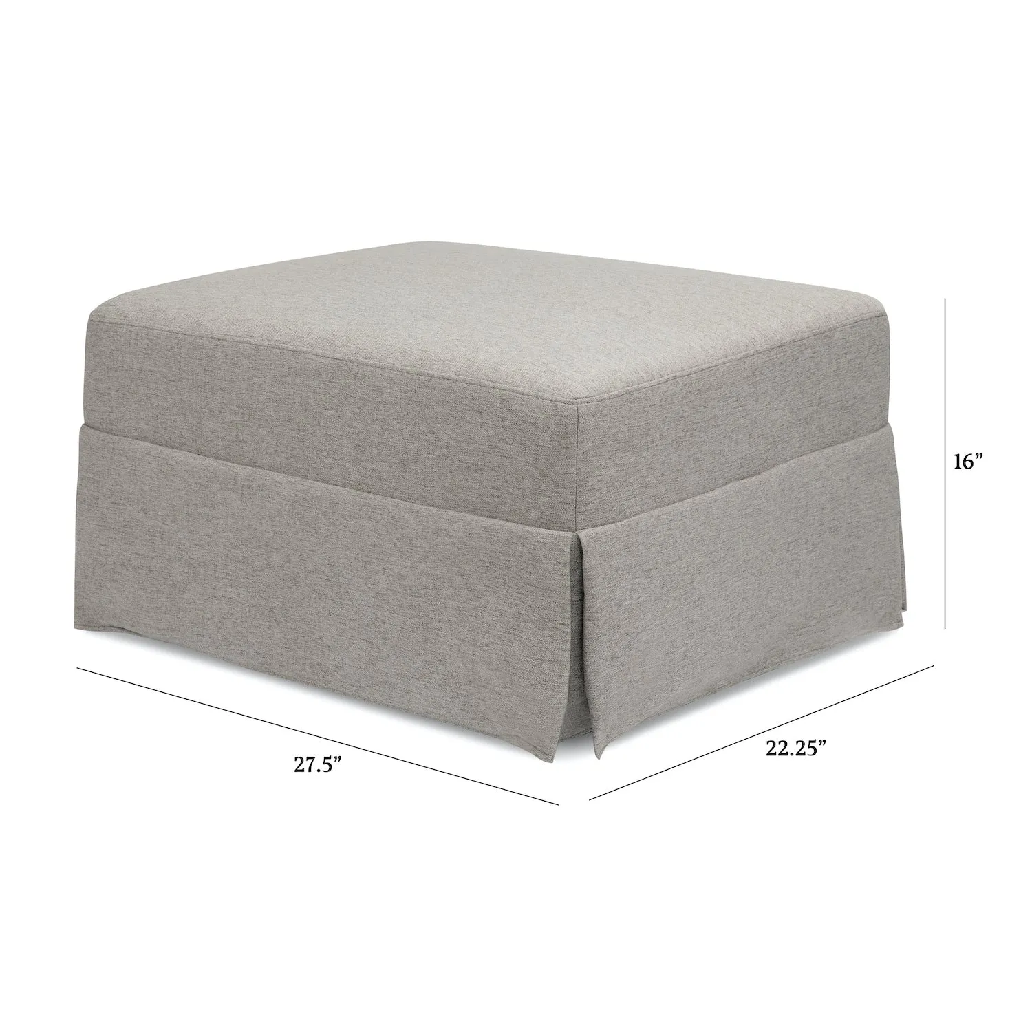 Crawford Gliding Ottoman in Eco-Performance Fabric - Grey