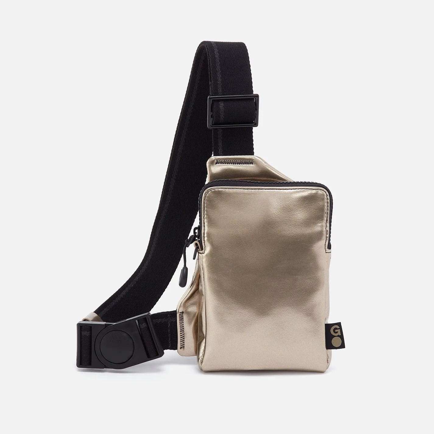 DIALED IN Phone Bag in EverShine nylon - Coffee Gold Metallic