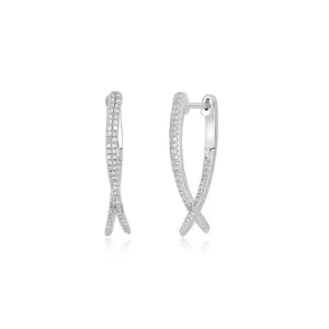 EF Collection - 14K Diamond White Gold Hoop Earrings