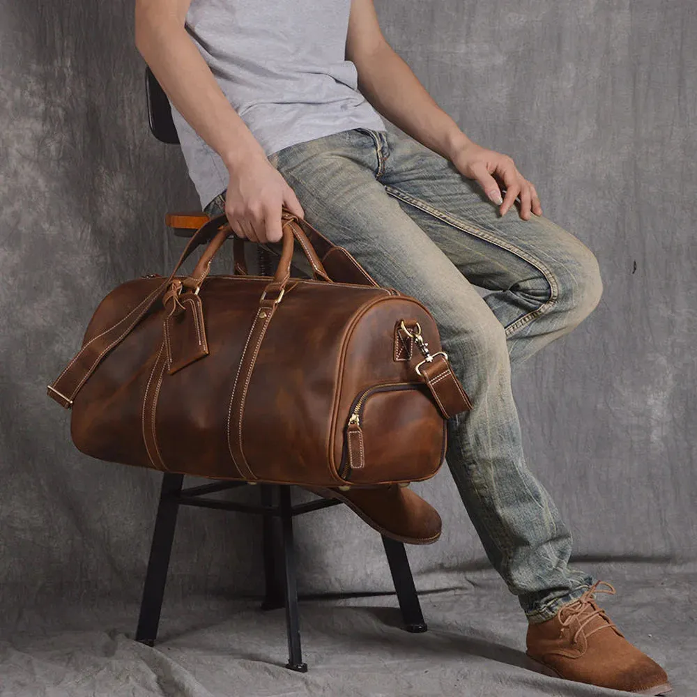 Genuine Leather Duffel Bag Travel Luggage Bag