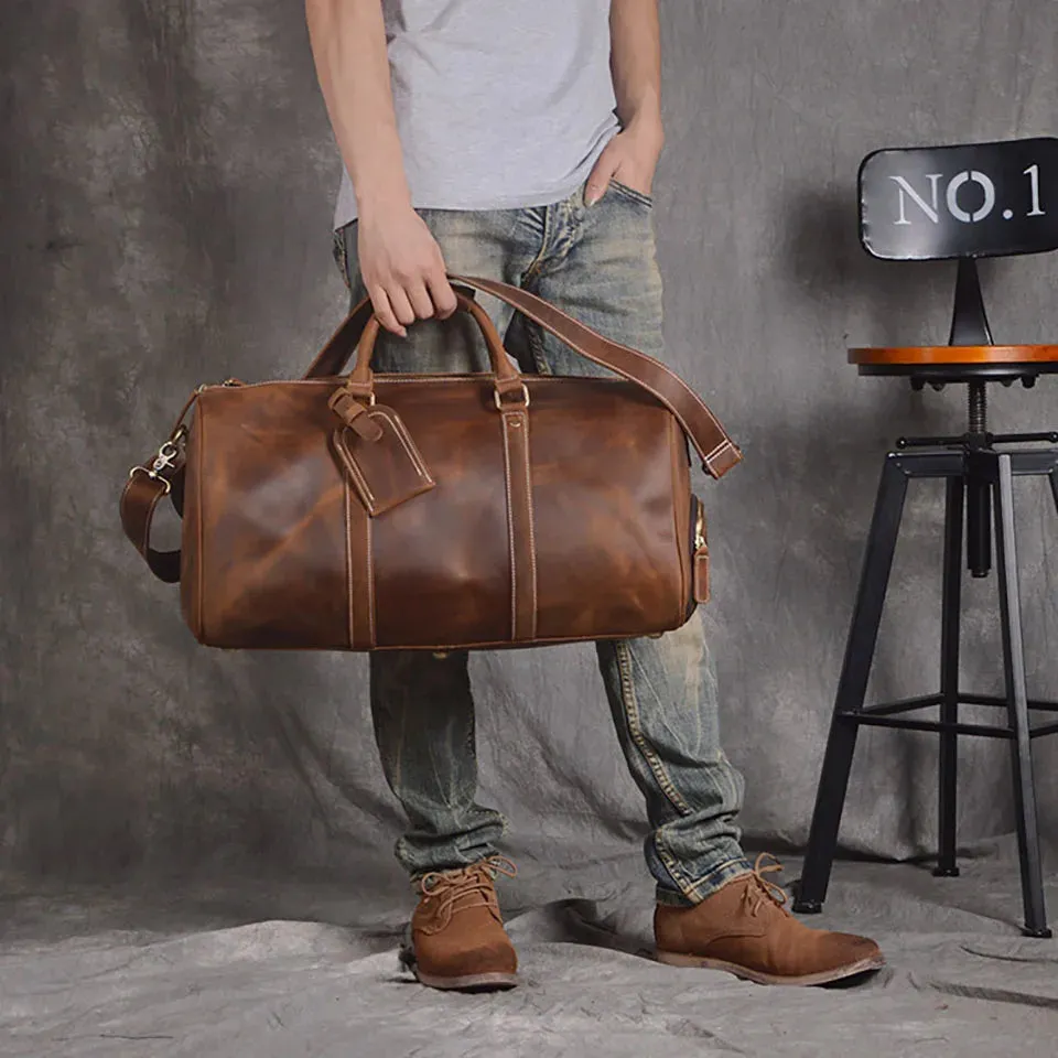 Genuine Leather Duffel Bag Travel Luggage Bag