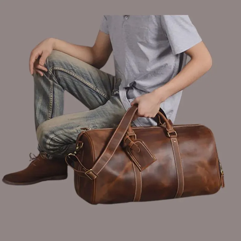 Genuine Leather Duffel Bag Travel Luggage Bag