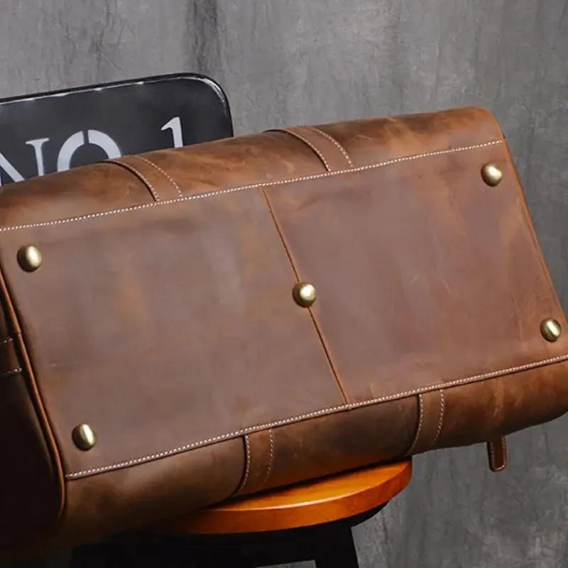 Genuine Leather Duffel Bag Travel Luggage Bag