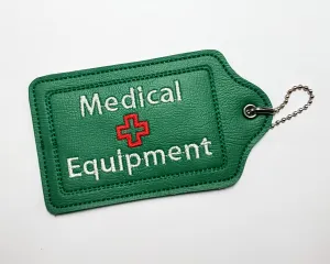 Green Medical Equipment Luggage Tag with Rainbow print