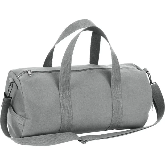 Grey Heavyweight Cotton Canvas Duffle Bag Sports Gym Shoulder & Carry Bag 19"x9"x9"