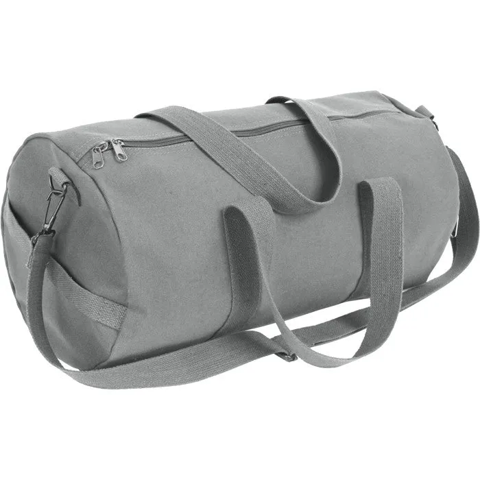 Grey Heavyweight Cotton Canvas Duffle Bag Sports Gym Shoulder & Carry Bag 19"x9"x9"