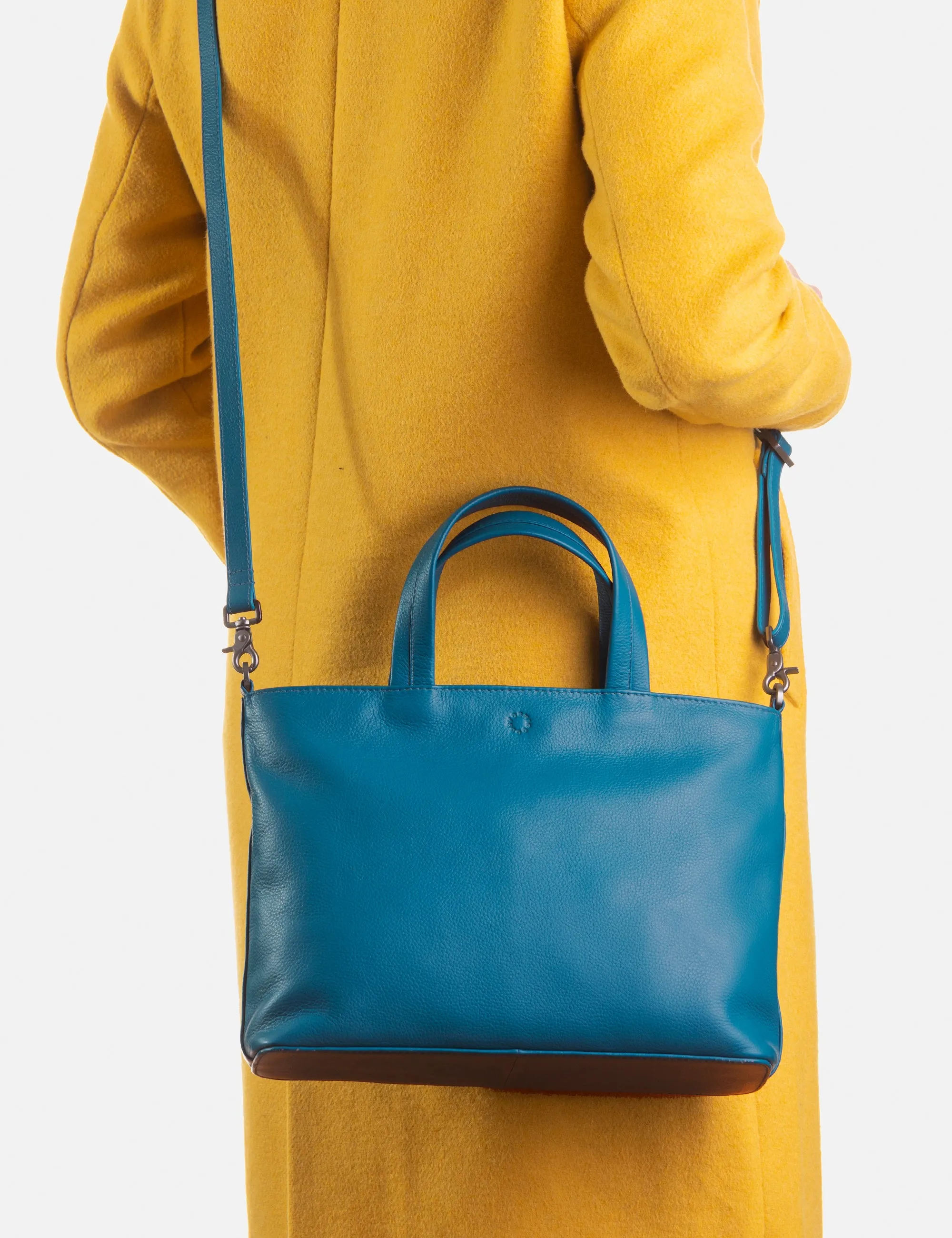 Hampton Petrol Blue Leather Multiway Grab Bag