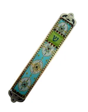 Handcrafted Classic Turquoise Design Mezuzah