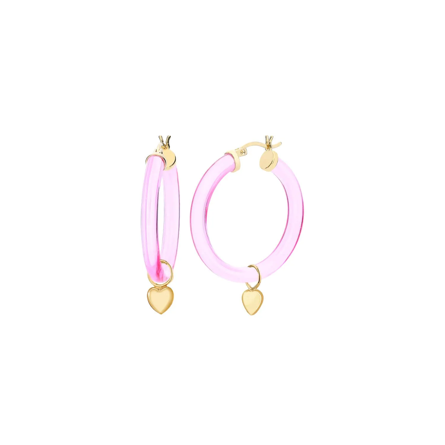 Heart Charm Lucite Hoop Earrings