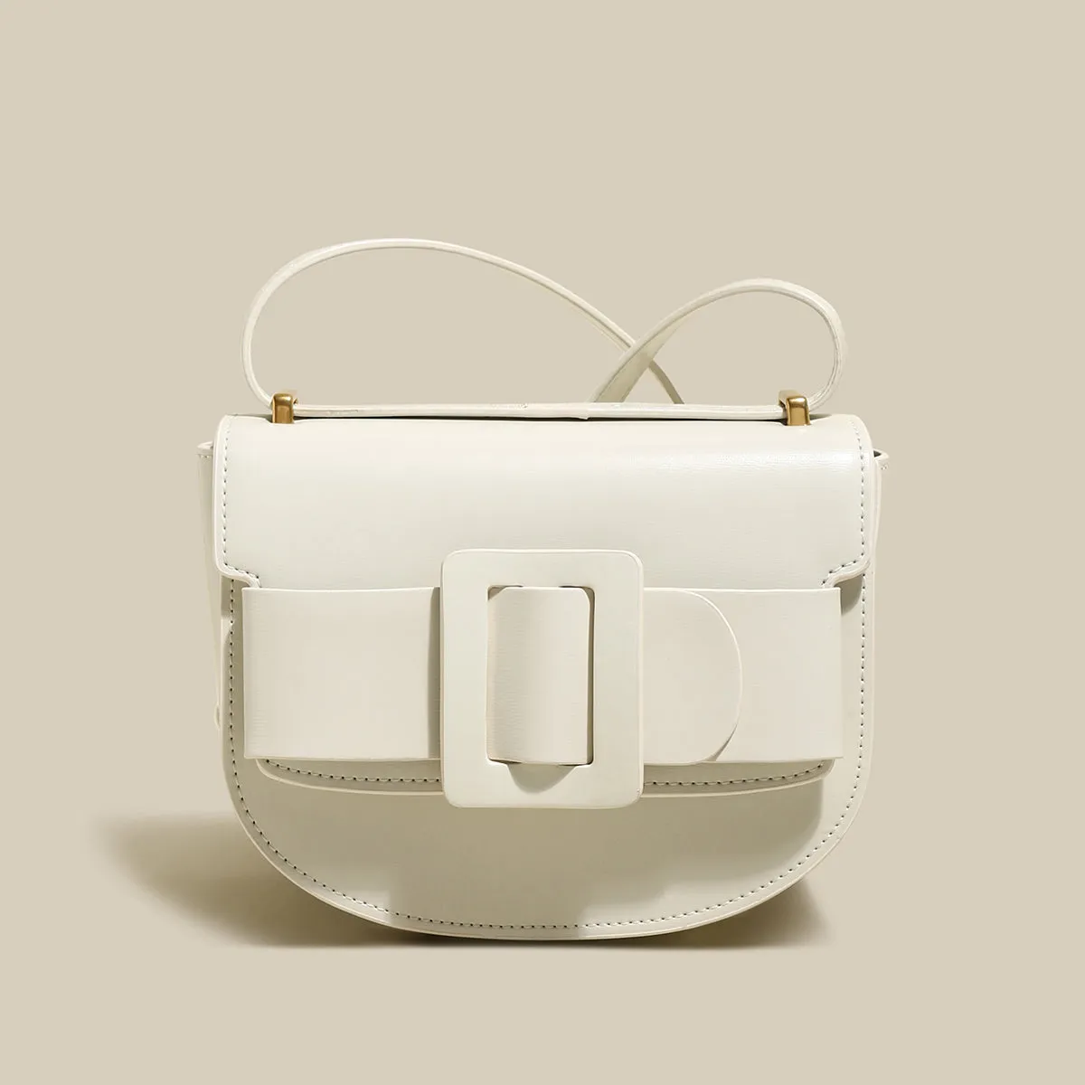 Ivory White Buckle Saddle Bag