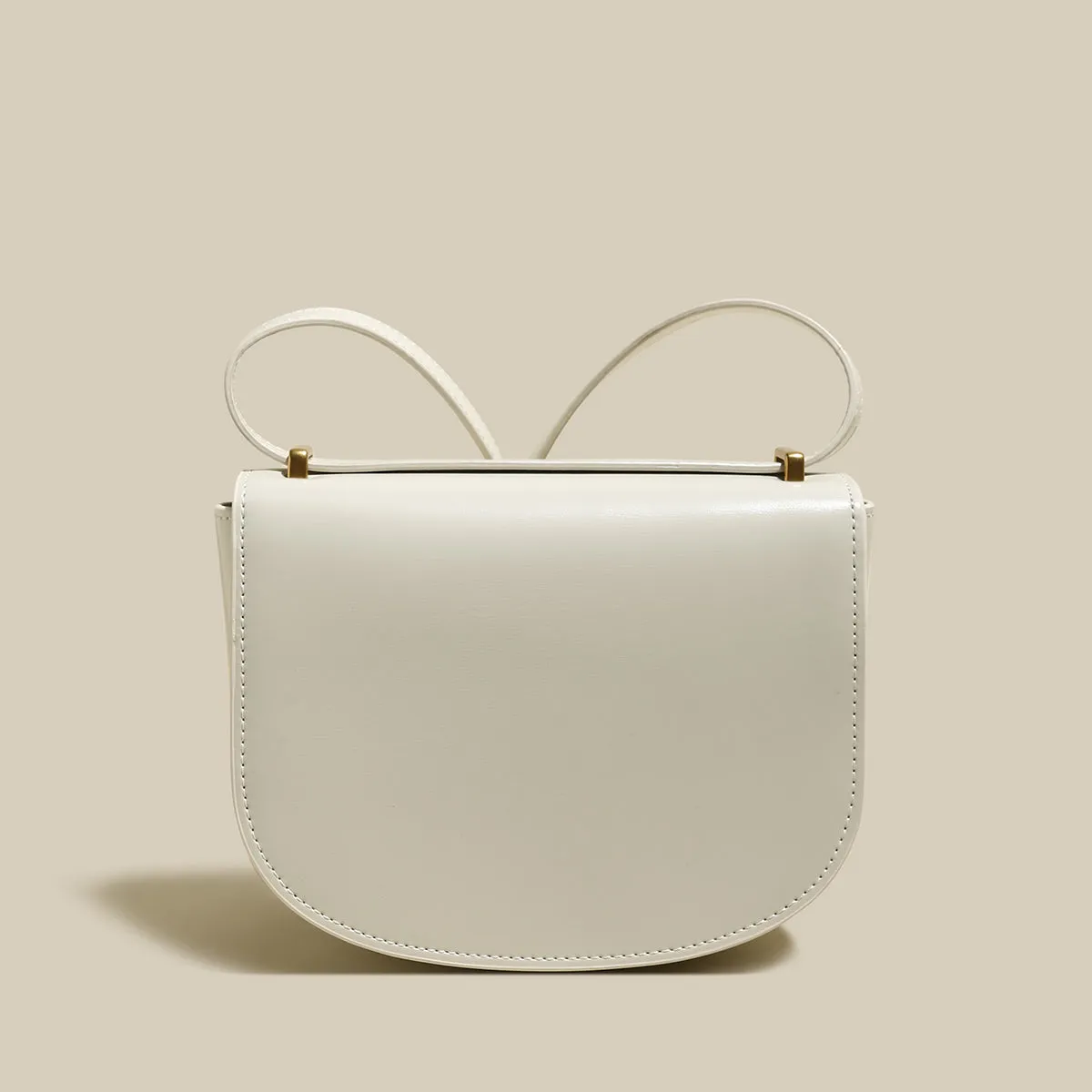 Ivory White Buckle Saddle Bag