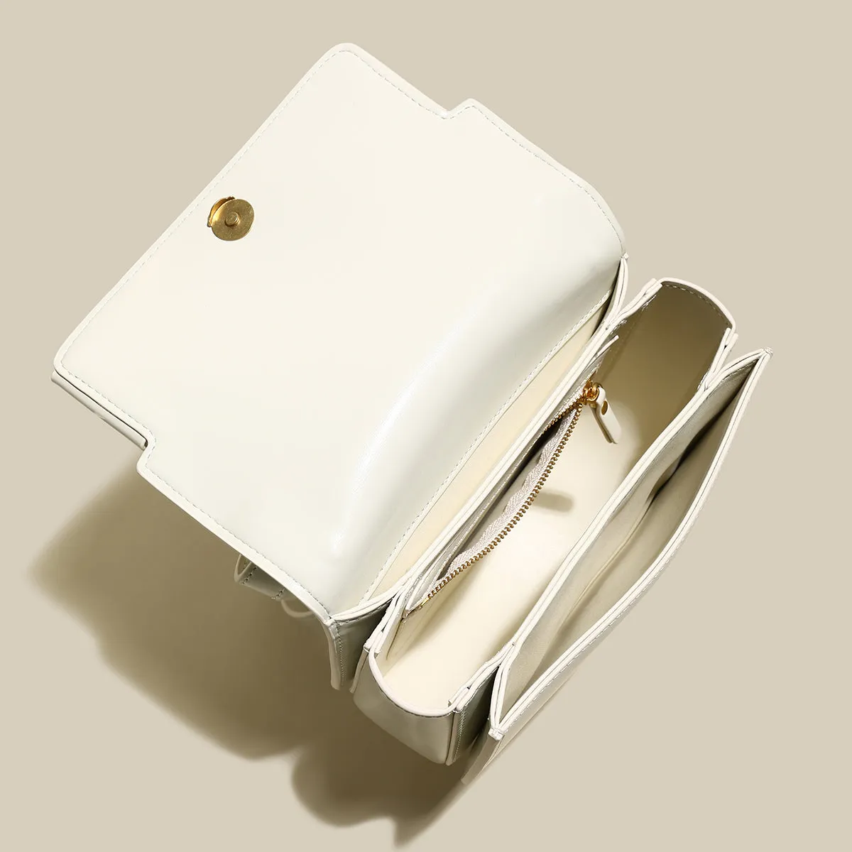 Ivory White Buckle Saddle Bag