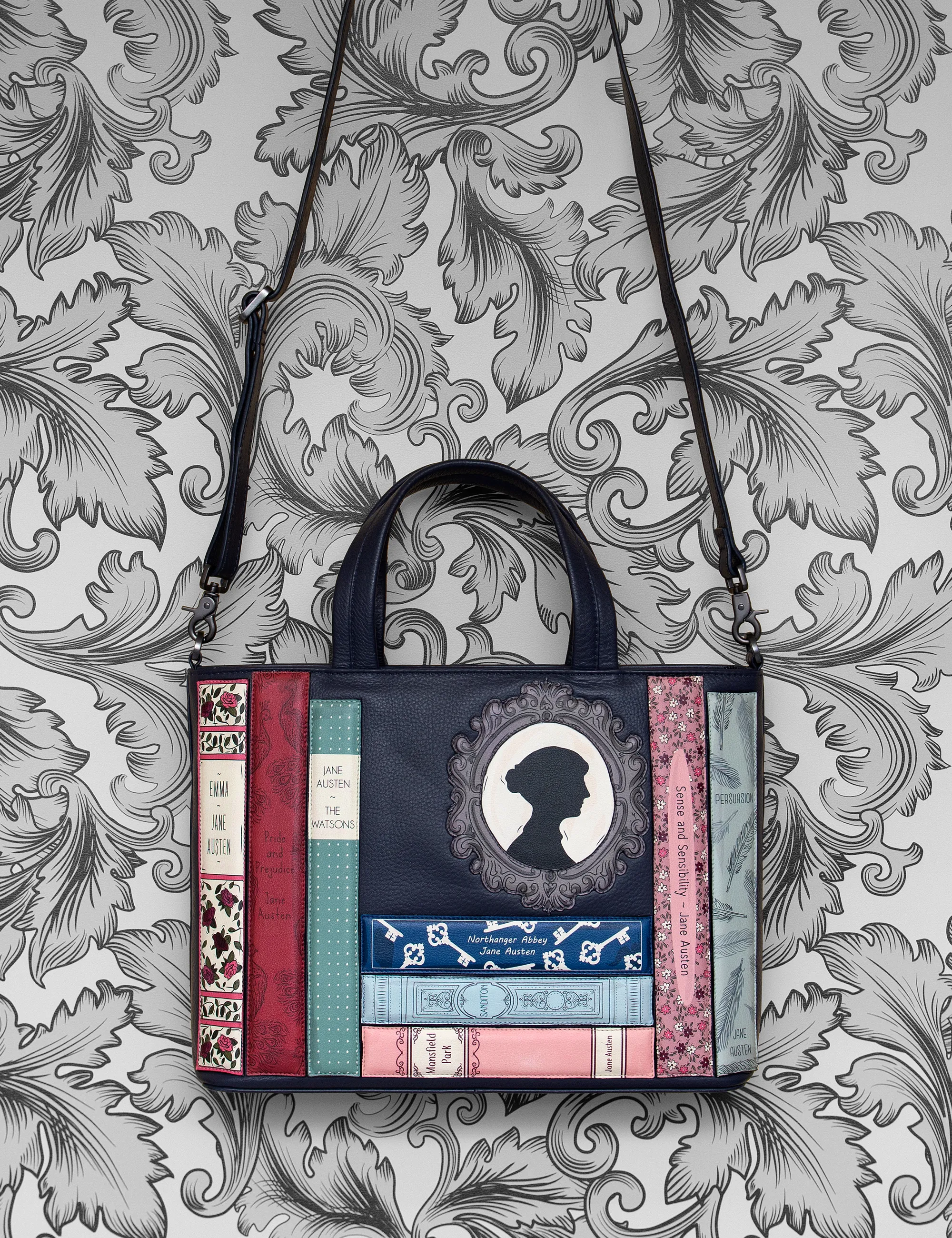 Jane Austen Bookworm Navy Leather Multiway Grab Bag