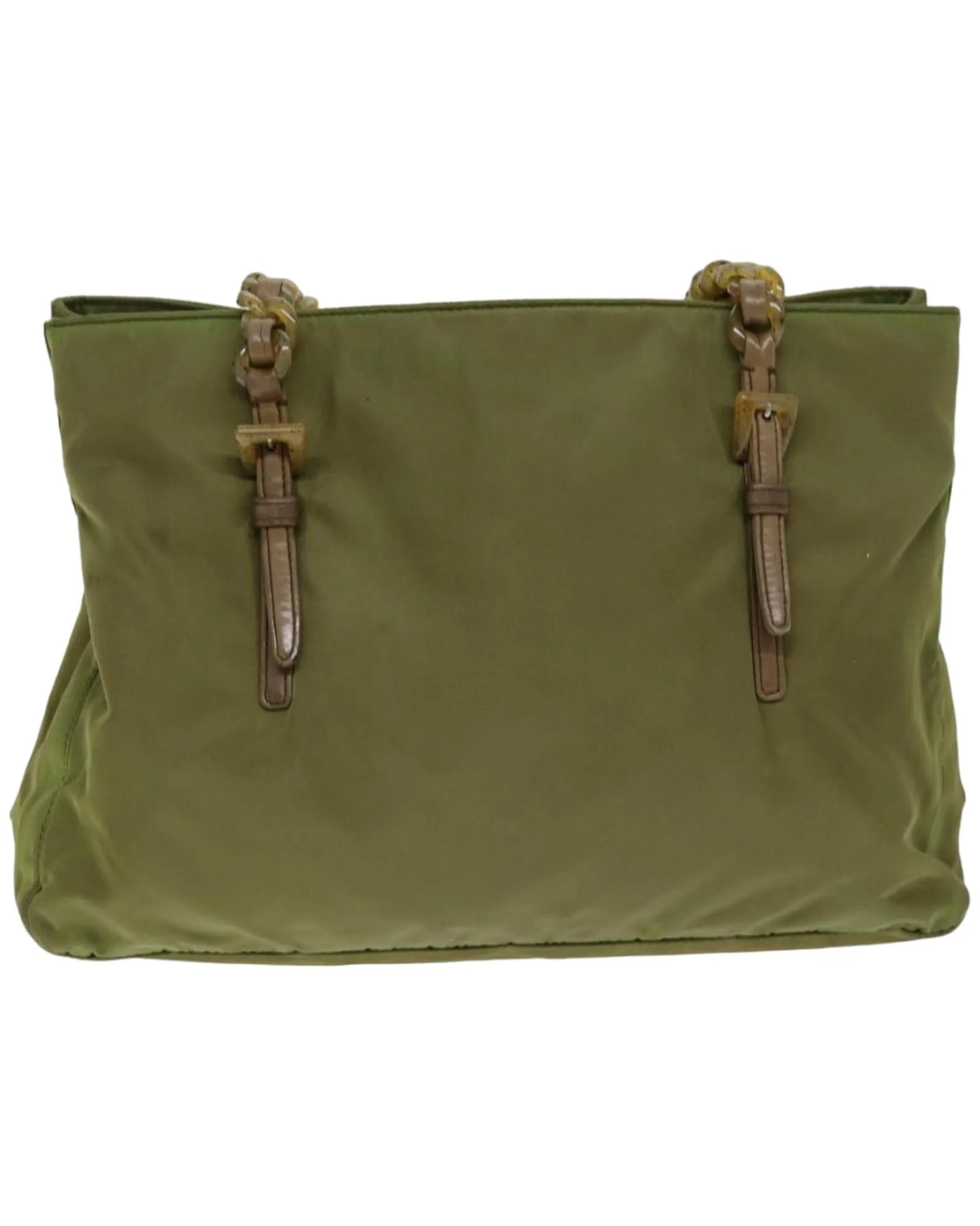 Khaki Nylon Chain Shoulder Bag by Italian Designer