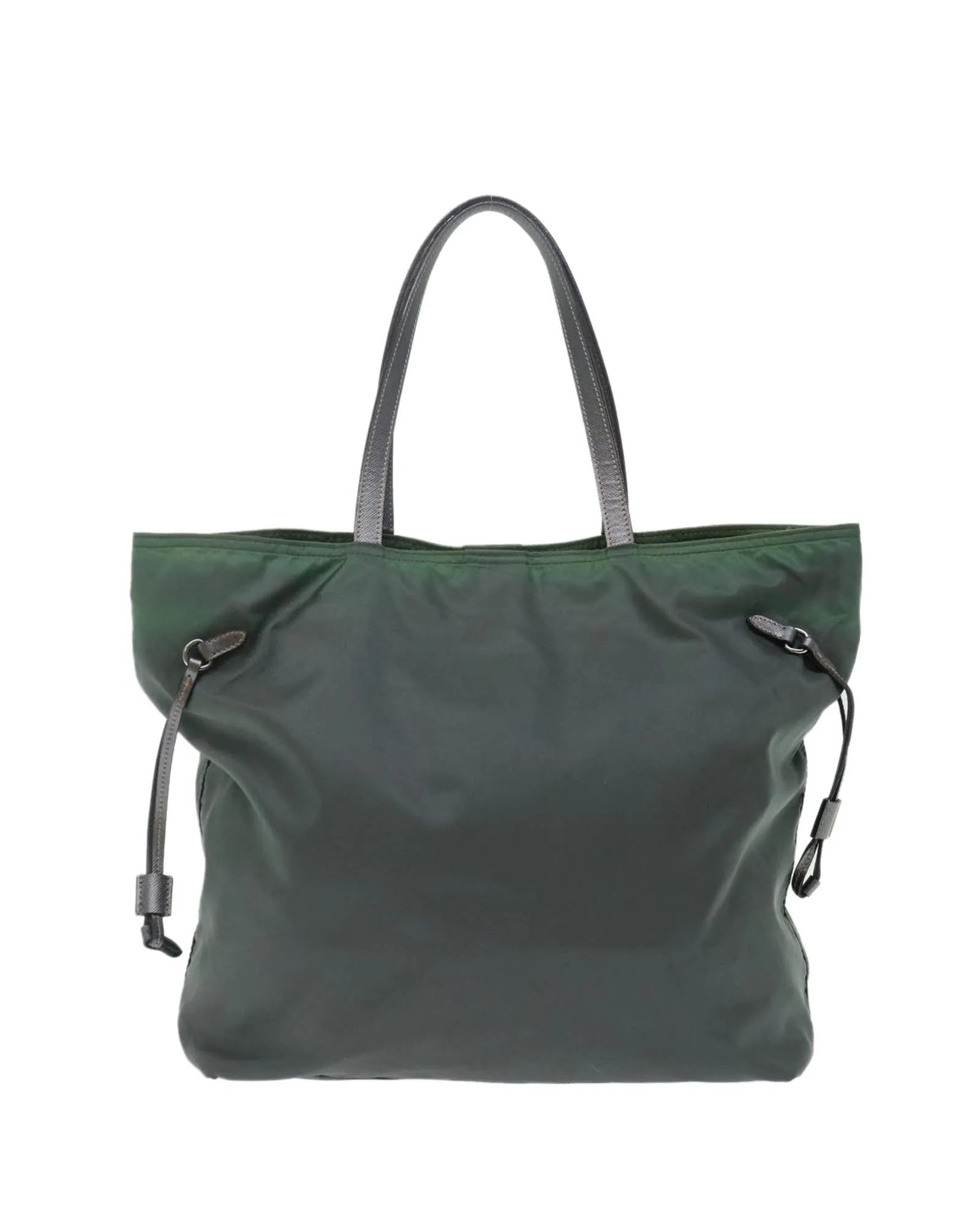 Khaki Nylon Tote Bag with Multiple Pockets and Interior Lining