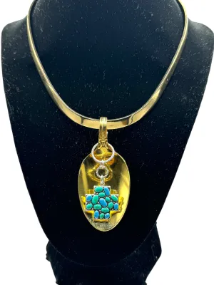 King Arthur’s Gold Electroplated Spoon Pendant with Choker Necklace