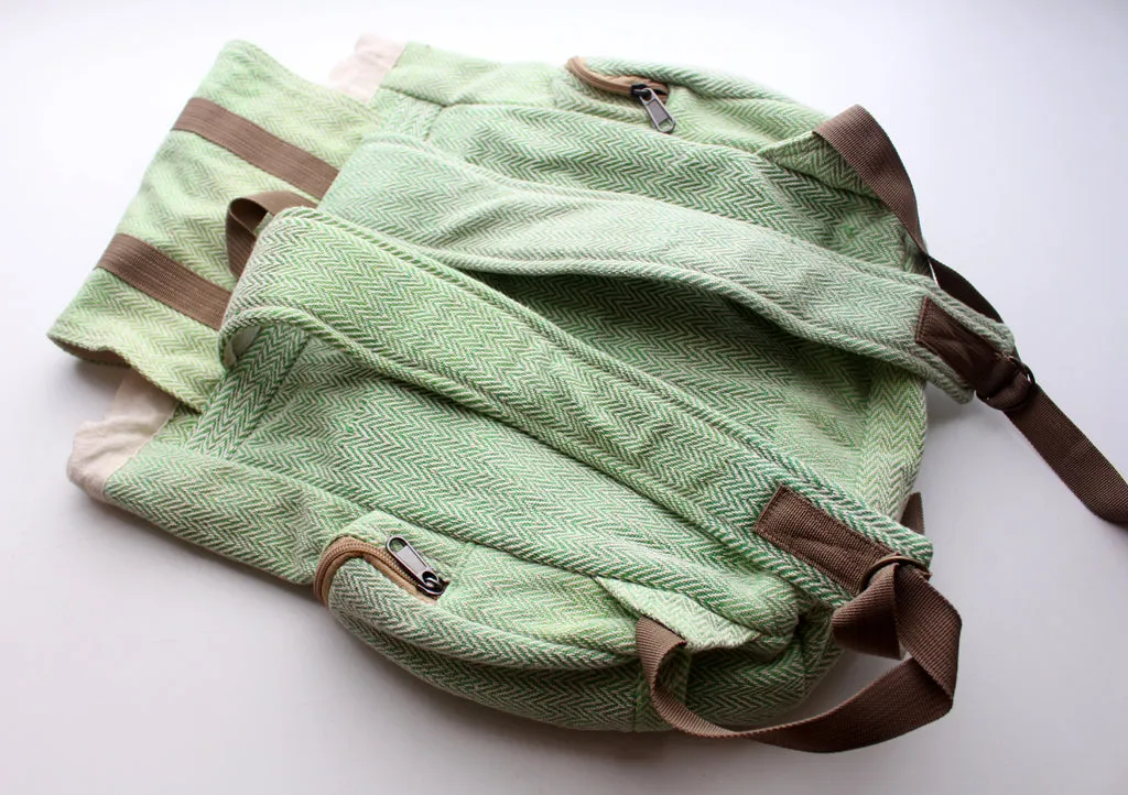 Light Green Mixed Eco Friendly and Natural Hemp Backpacks, Hemp Rucksack