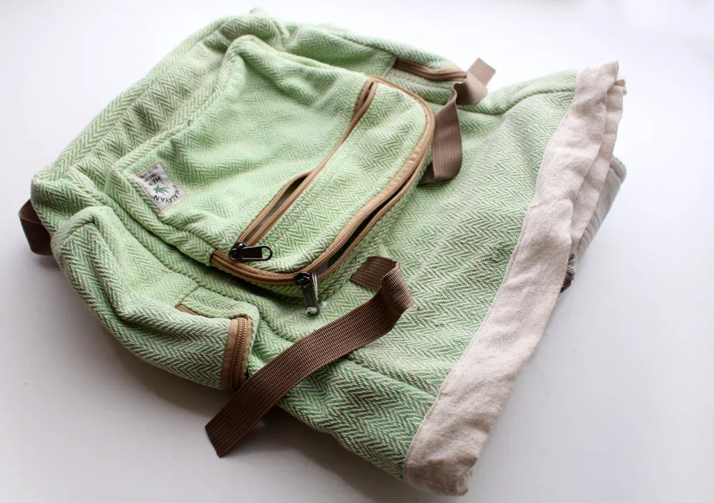 Light Green Mixed Eco Friendly and Natural Hemp Backpacks, Hemp Rucksack