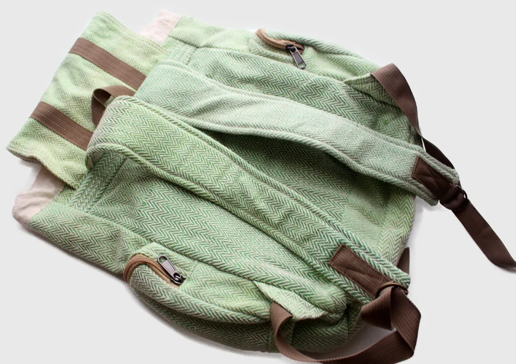 Light Green Mixed Eco Friendly and Natural Hemp Backpacks, Hemp Rucksack